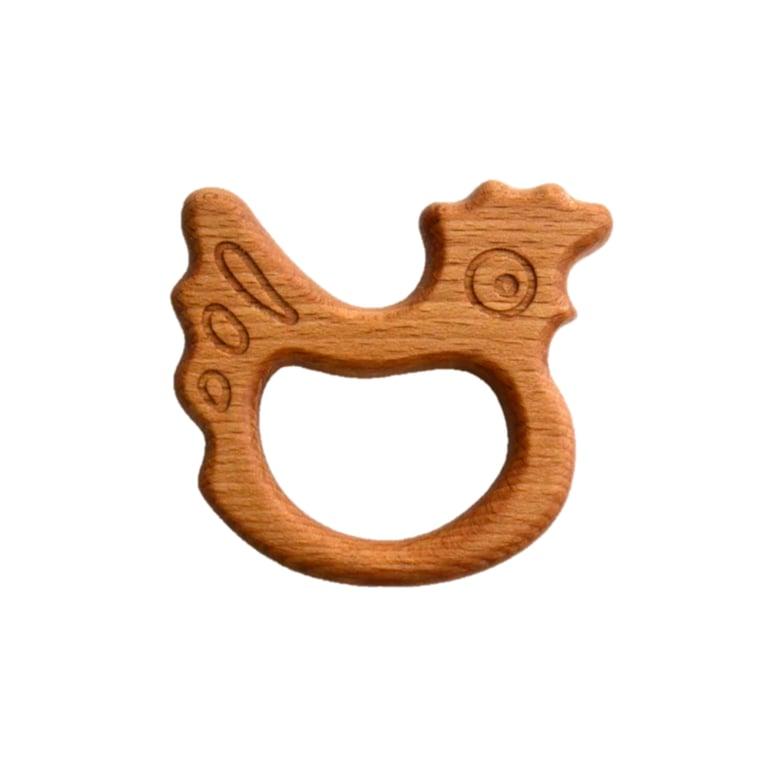 Montessori PoppyBabyCo Organic Wooden Teether Toy Chicken