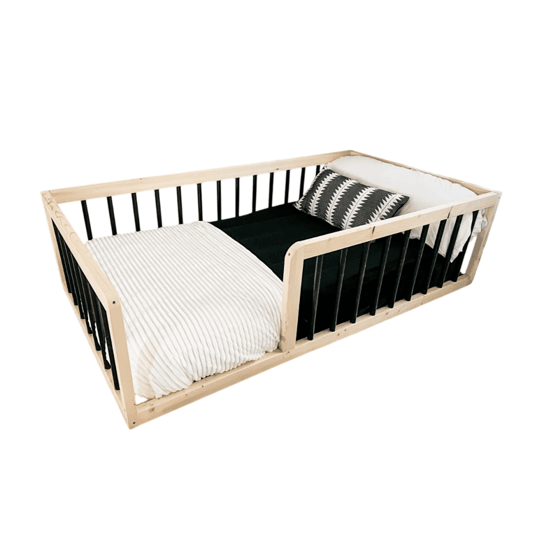 Montessori Simply Sori Full Size Floor Bed With Slats Black