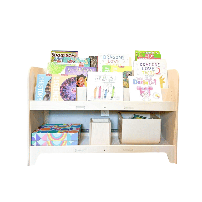 Montessori Bush Acres Front Facing Bookshelf With Toy Shelf Frank