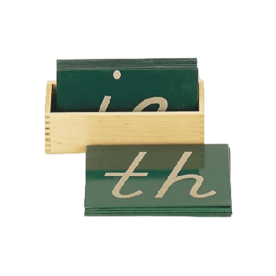 Montessori The Materials Company of Boston D'Nealian Style Double Sandpaper Letters With Box