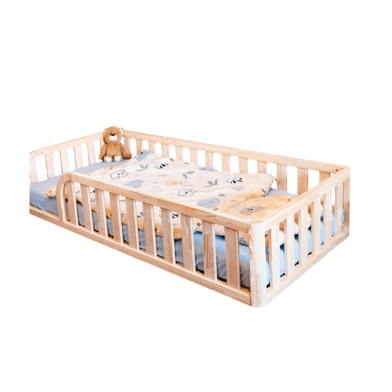 Montessori MandreleKids Twin Size Floor Bed Natural With Rounded Outer Corners