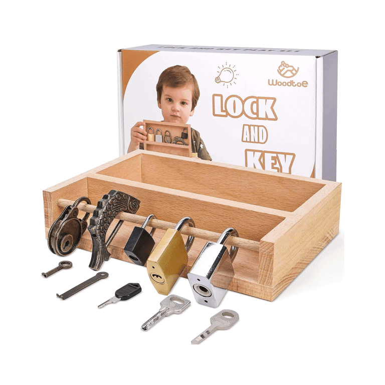 Montessori Woodtoe Lock and Key Set 5 Pieces