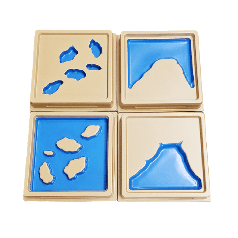 Montessori Pink Montessori Land and Water Form Trays Set 2