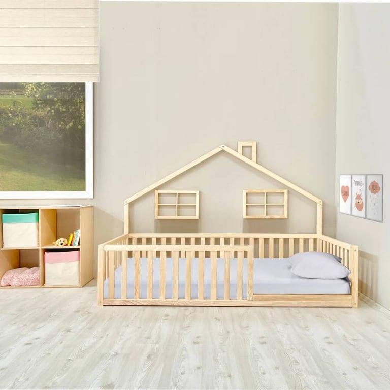 Montessori Simre Home Living Floor Bed House Frame With Rails Queen Size