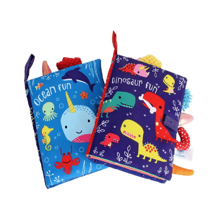 Montessori ORAPOH Crinkle Cloth Book Dinosaur and Ocean Tail Set