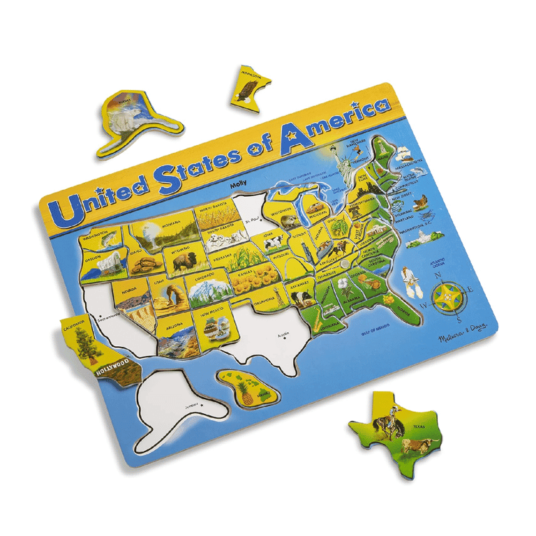 Montessori Melissa & Doug USA Map Wooden Puzzle 45 Pieces