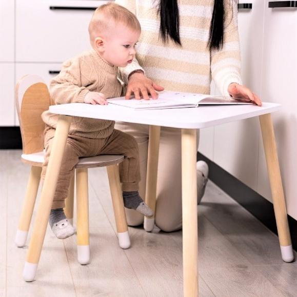 Montessori Family SCL Bunny Table and Chair Set White