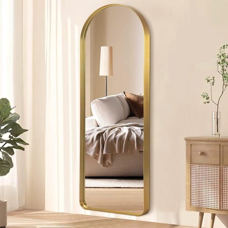 Montessori NicBex Arched Full Length Wall Mounted Mirror 64 x 21 Inches Brushed Gold