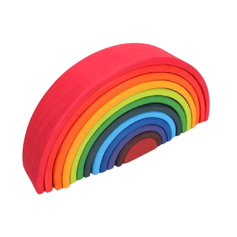 Montessori Di Little Corner Rainbow Stacker 12 Pieces Colorful Rainbow Beechwood