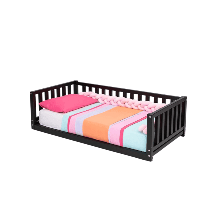 Montessori REU Sweet HOME From Wood Double Floor Bed Black