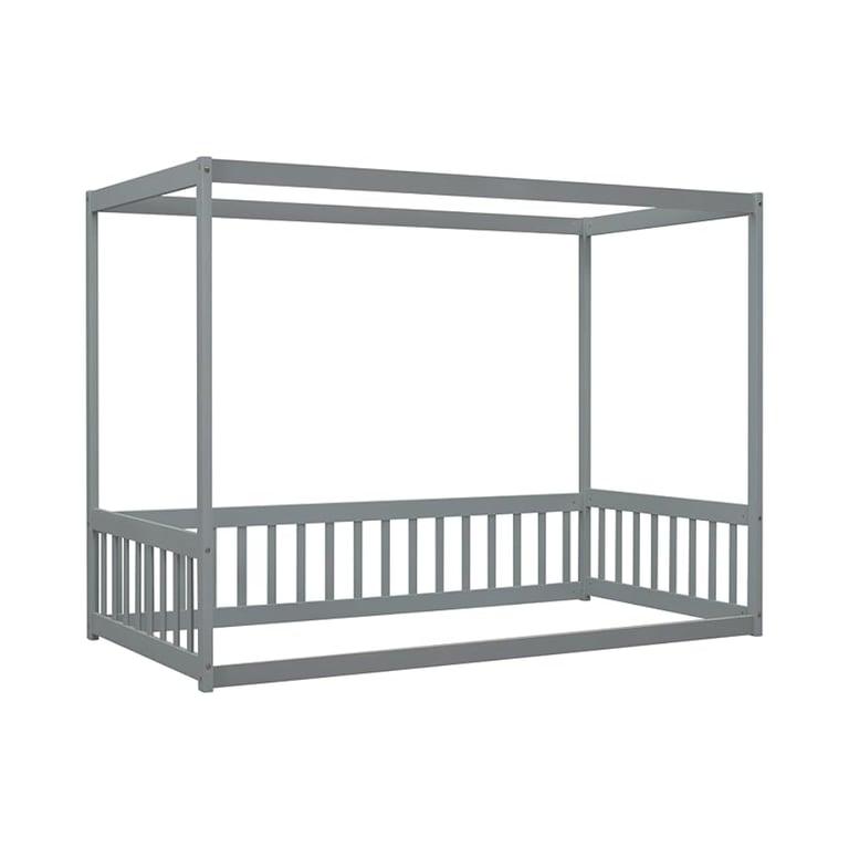 Montessori Prohon Twin Size Canopy Floor Bed With Three Side Fence