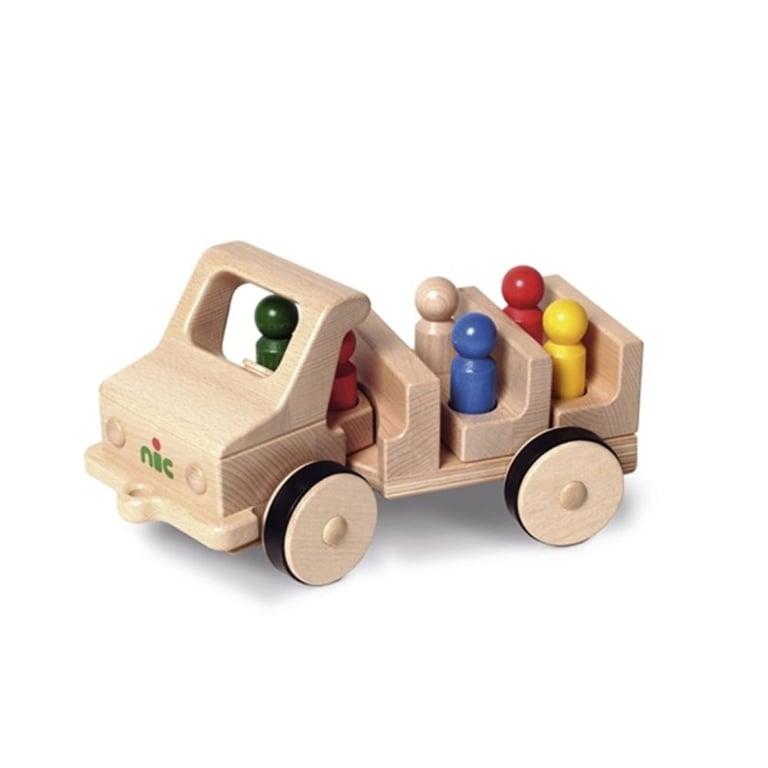 Montessori Toy Estate Wooden Toy Bus With 6 Passengers