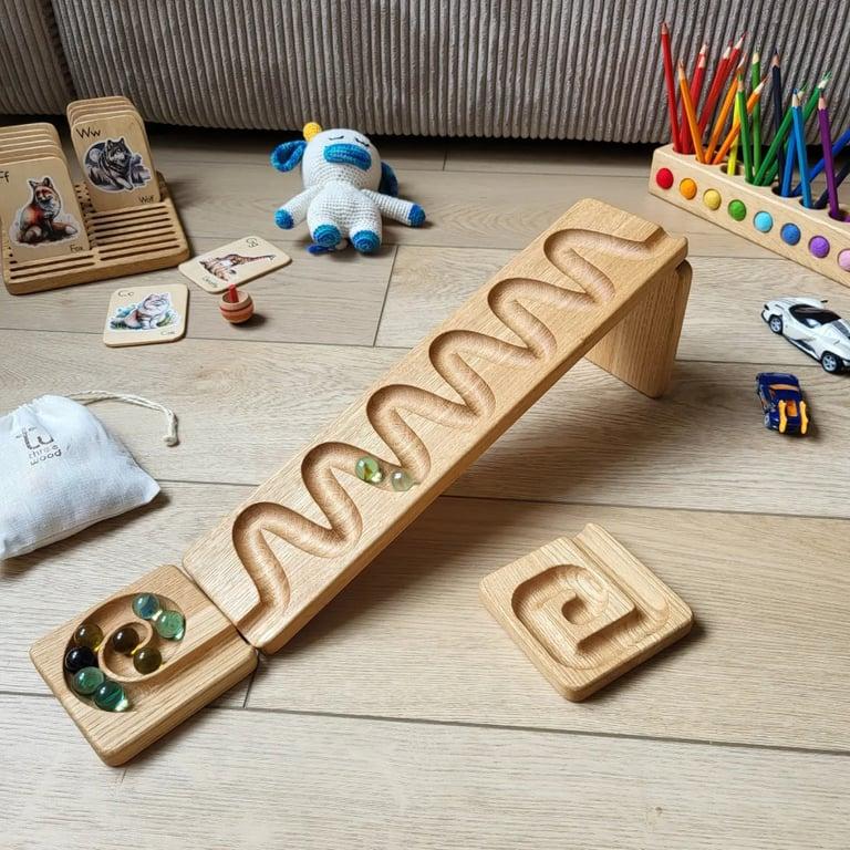 Montessori THREEWOOD Marble Run Track Waterfall