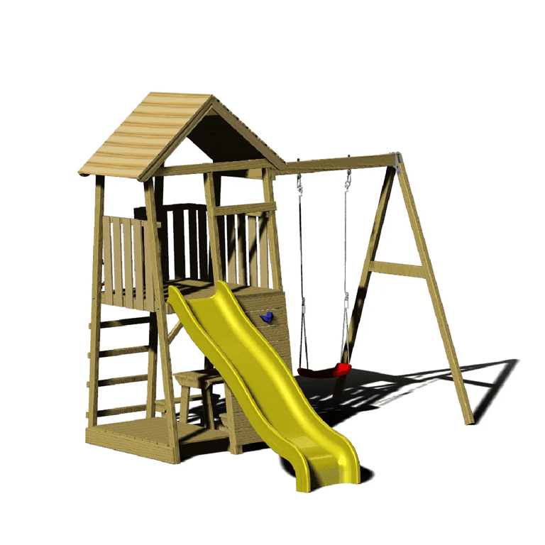 Montessori Wendi Toys Junior Play Tower Swing Set With Slide, Sandpit, Picnic Bench, and Single Swing