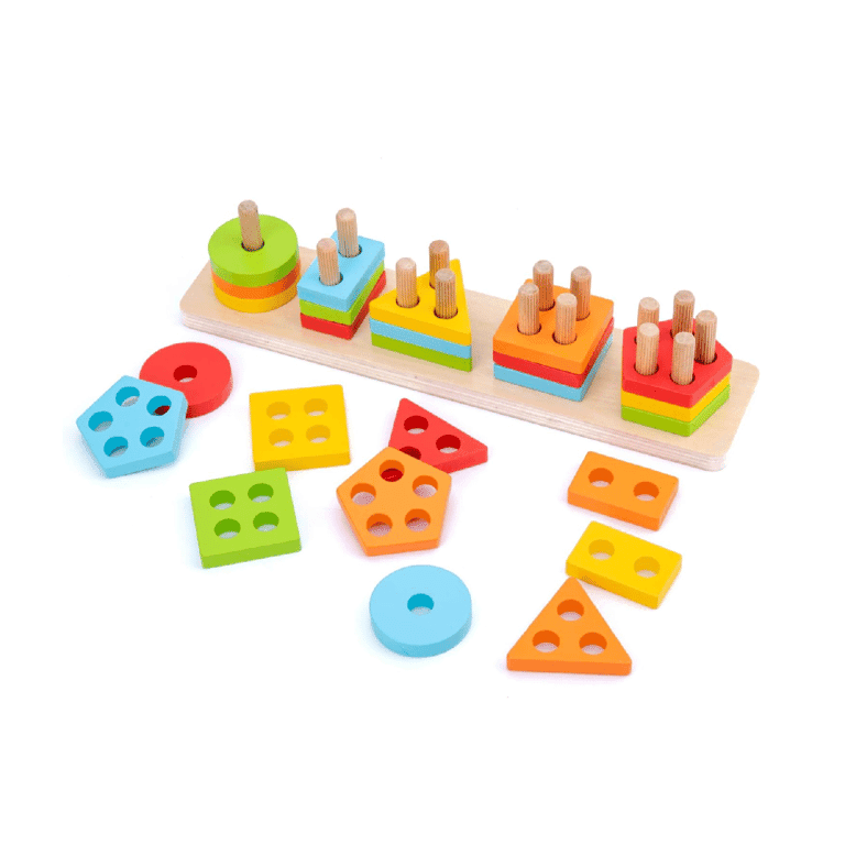 Montessori WOOD CITY Geometric Stacker 5 Shapes