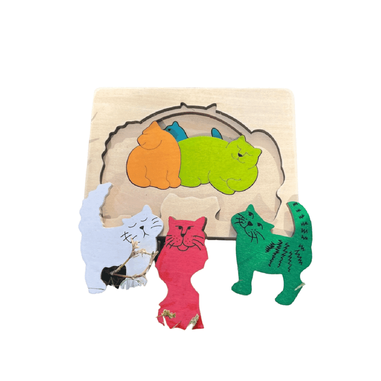 Montessori Ozzy Montessori Personalized Multi-Layered Wooden Puzzle Cat