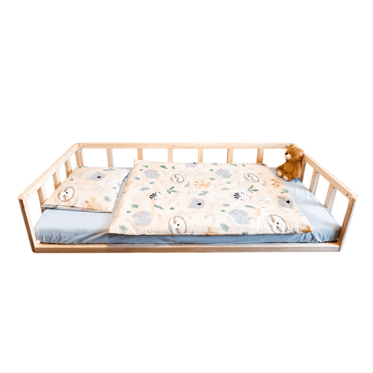 Montessori MandreleKids Twin Size Floor Bed No Front Railings No Door Natural