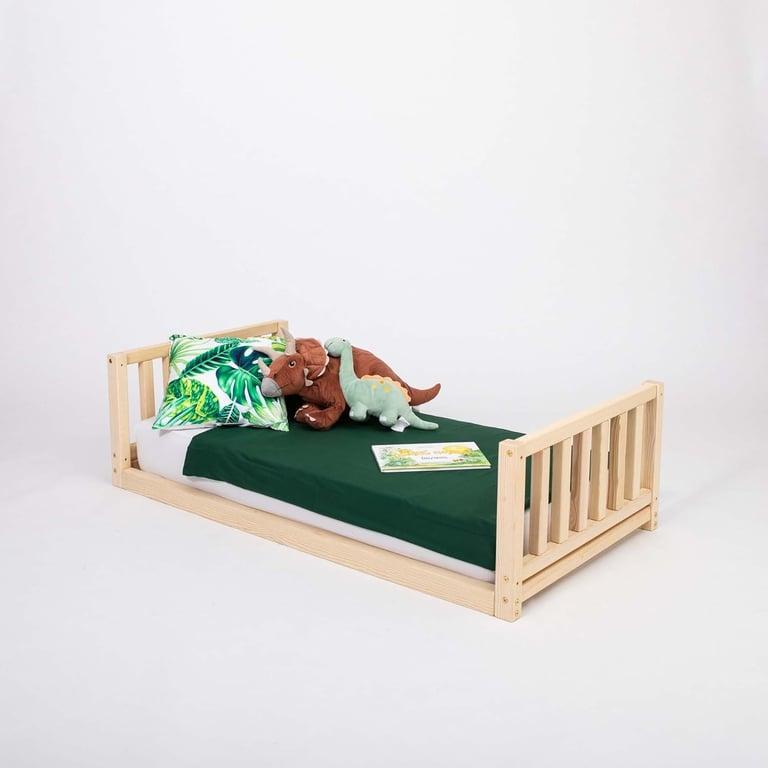 Montessori Sweet Home From Wood Floor Bed With Headboard and Footboard Single Pine Wood