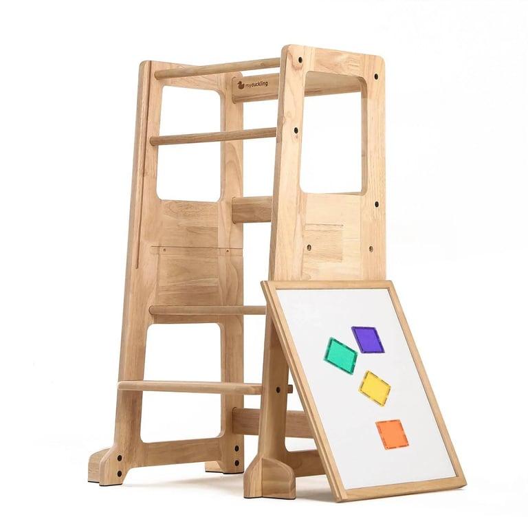 Montessori My Duckling LOLA Deluxe Solid Wood Adjustable Learning Tower With Removable Magnetic Drawing Board