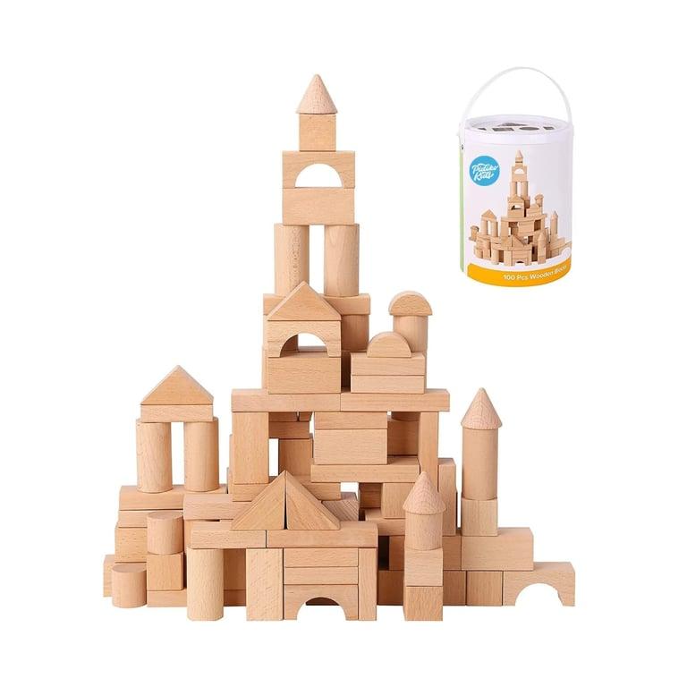 Montessori Pidoko Kids Wooden Building Blocks Natural