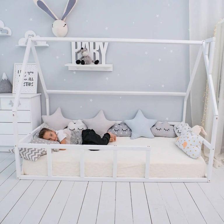 Montessori BusyWood Floor Bed For Climbing Double Size White