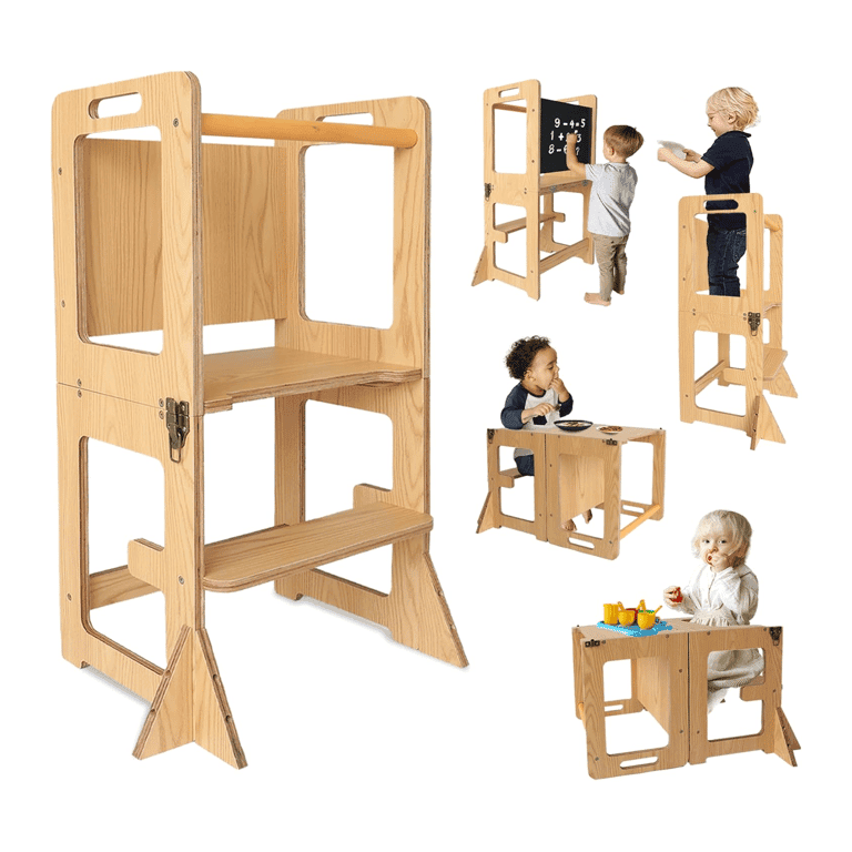 Montessori SENSUNIQ 4-in-1 Learning Tower With Chalkboard