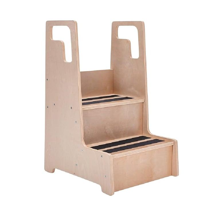 Montessori ECR4Kids Reach-Up Step Stool With Handles Natural