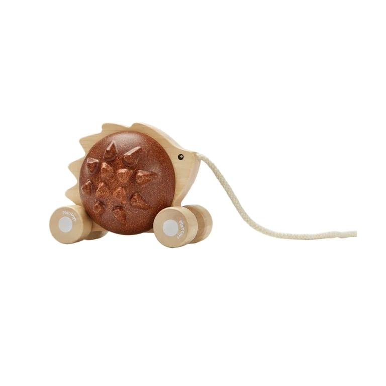 Montessori PlanToys Pull-Along Hedgehog Brown