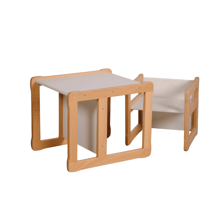 Montessori Woodjoy Table and Chair Set White