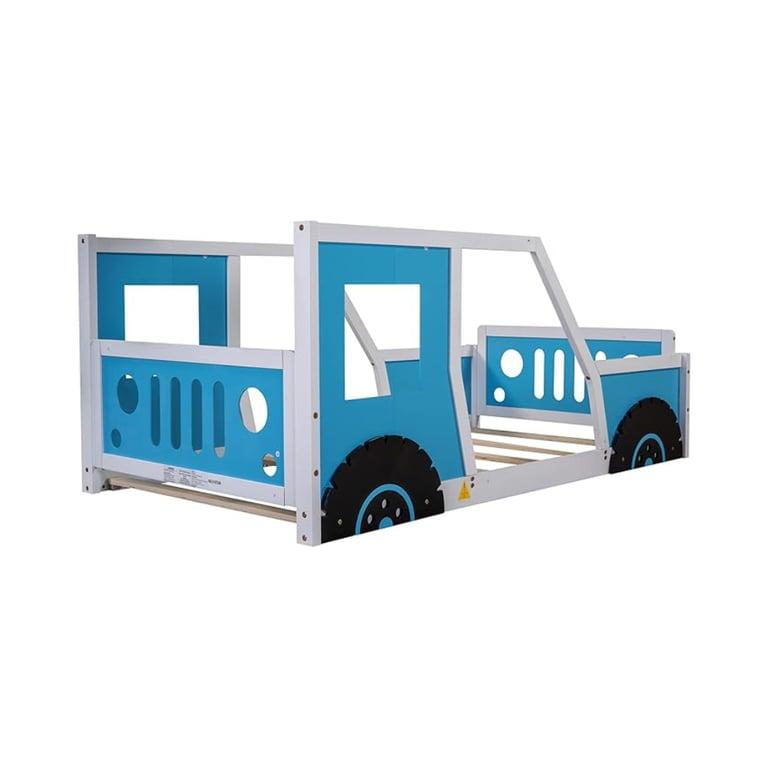 Montessori Harper & Bright Designs Car-Shaped Platform Bed With Wheels Twin Blue