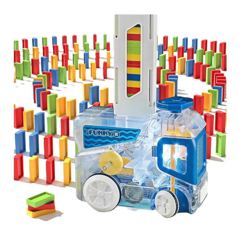 Montessori Belemar Automatic Domino Train With 180 Dominos Blue