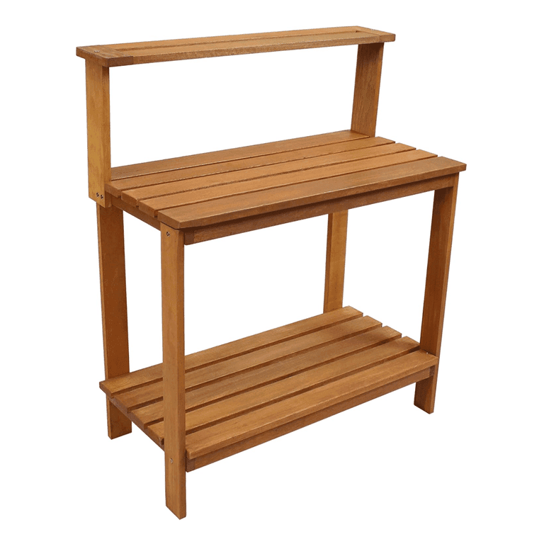 Montessori Sunnydaze 42-Inch Meranti Outdoor Potting Bench With Storage Shelf