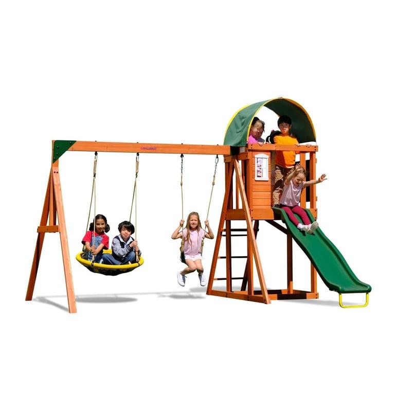 Montessori Sportspower Swing Set Amelia A-Frame: Saucer Plus Adjustable Swing