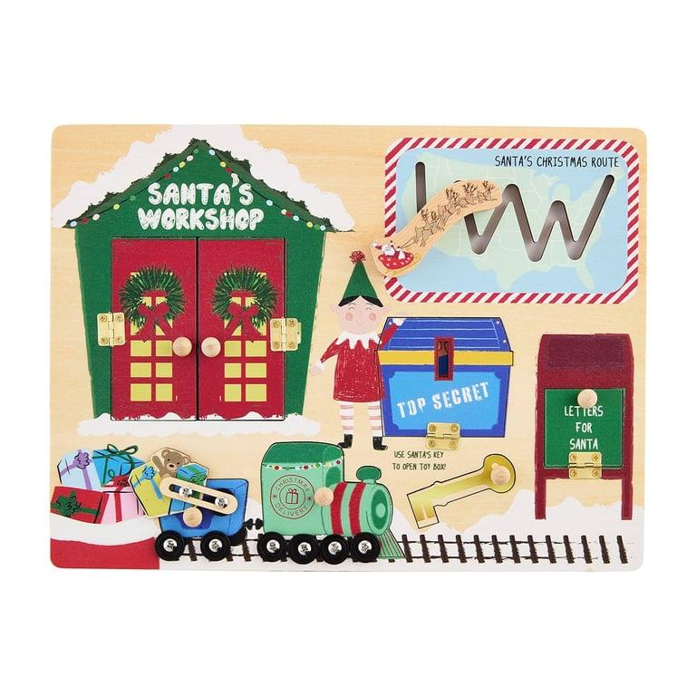 Montessori Mud Pie Kids Christmas Busy Board Santa Workshop