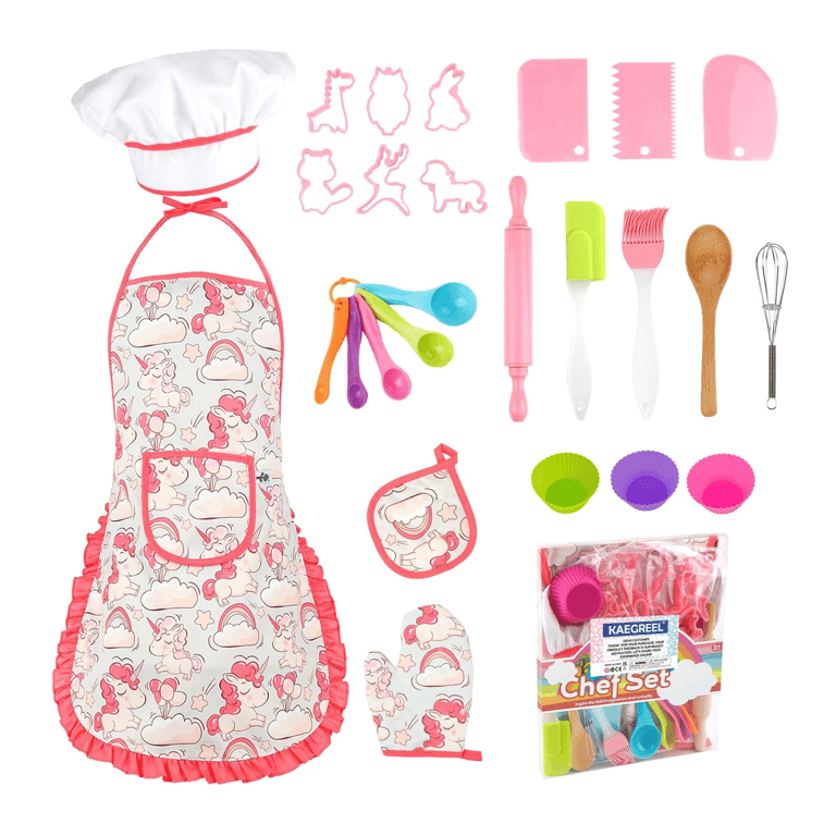 Montessori KAEGREEL Kids Baking Chef Set With Unicorn Apron and Mitt 2