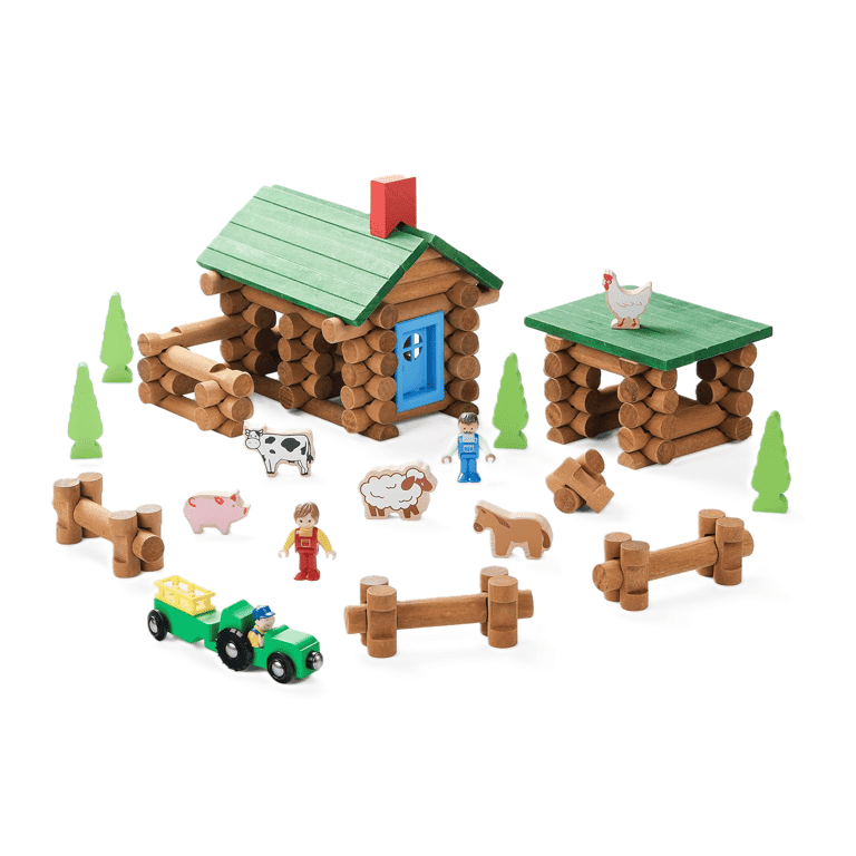 Montessori SainSmart Jr. Wooden Log Set 122 Pieces Village