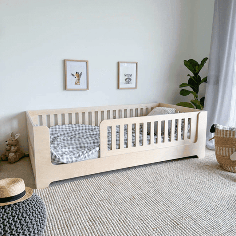 Montessori Magic of Wood Floor Bed With Removable Rail Single