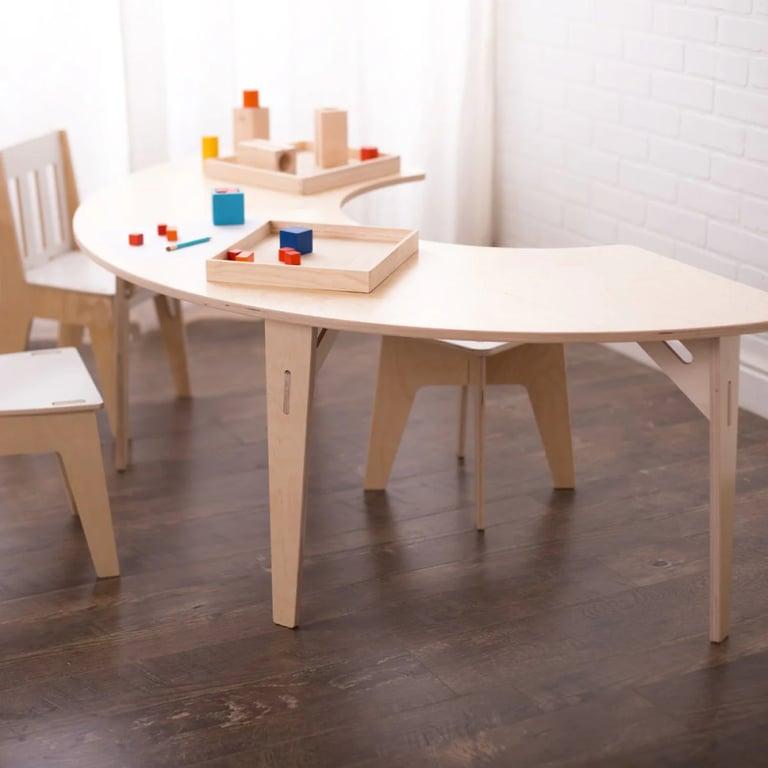 Montessori Sprout Kids Half-Round Tables Woodgrain Laminate 25 Inches