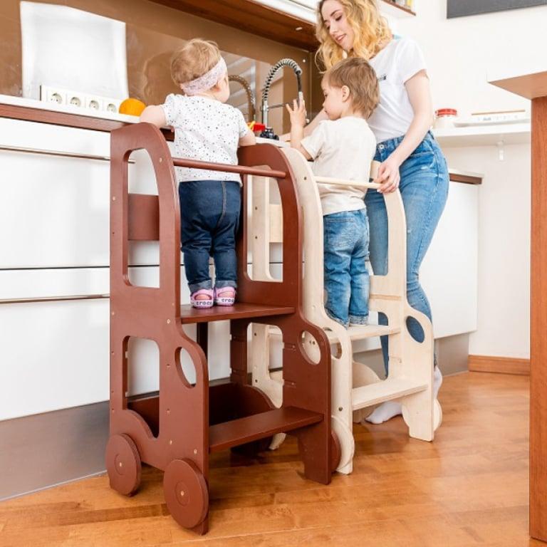 Montessori Family SCL Adjustable Car Learning Tower Natural Not Painted