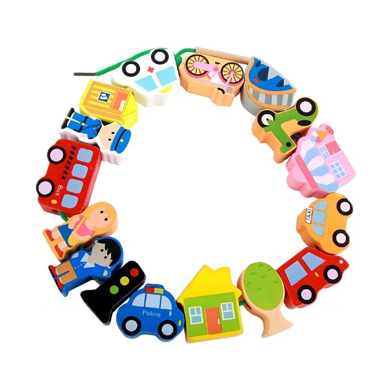 Montessori KanCai Threading Beads City Figures and Cars