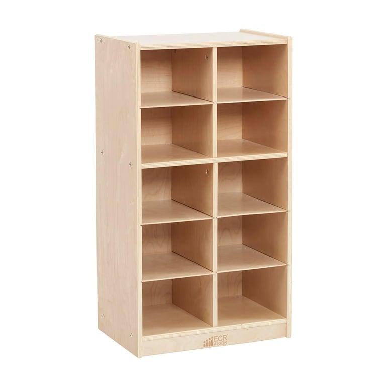 Montessori ECR4Kids 10-Cubby Mobile Tray Storage Cabinet 5 x 2 Natural