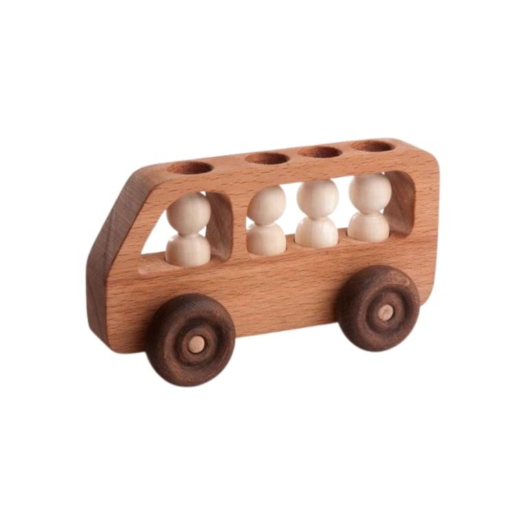 Montessori PoppyBabyCo Wooden Toy Bus With Passengers