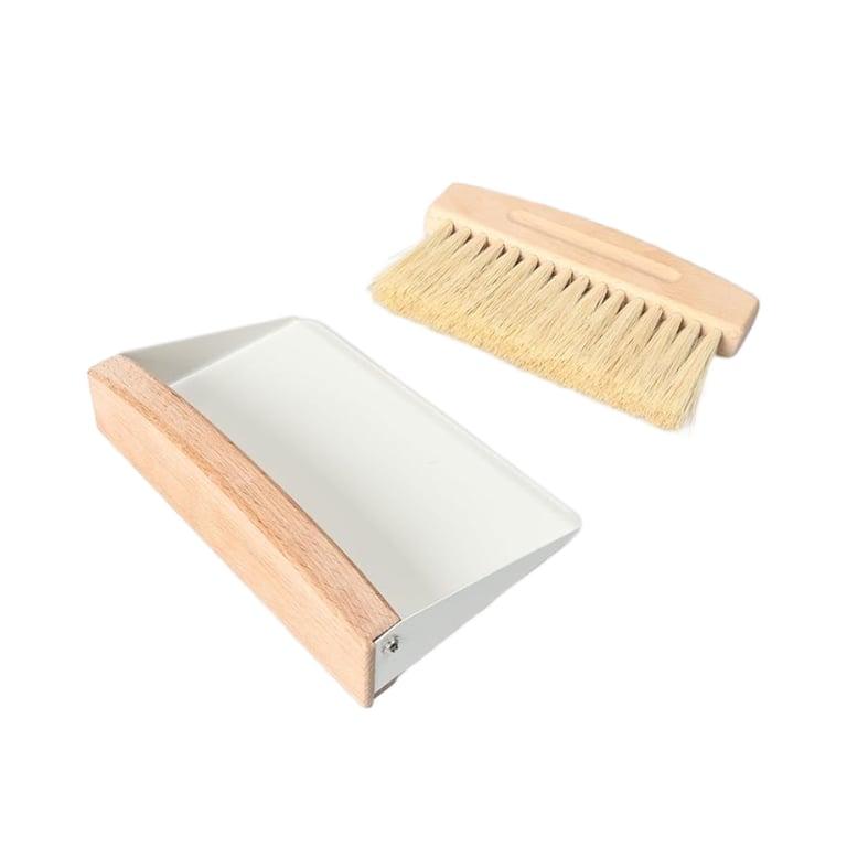 Montessori Nokiils Small Portable Beechwood Broom and Dust Pan Set With Natural Sisal