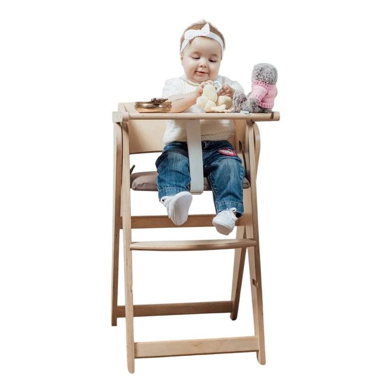 Montessori ZigZagWood Atelier Handmade Wooden High Chair Natural With Linseed Oil