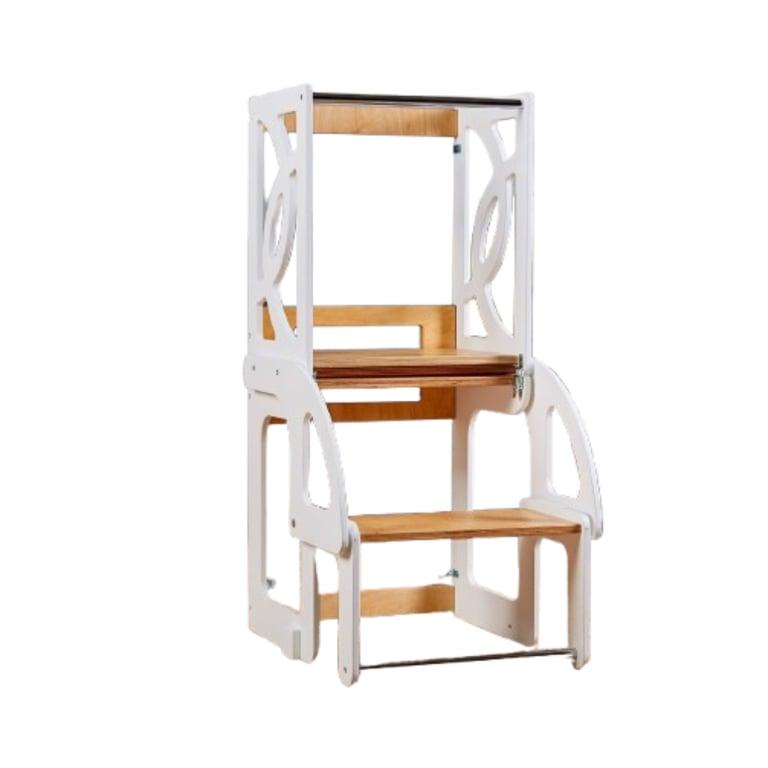 Montessori Climbambino Convertible Learning Tower Natural and White No Slide