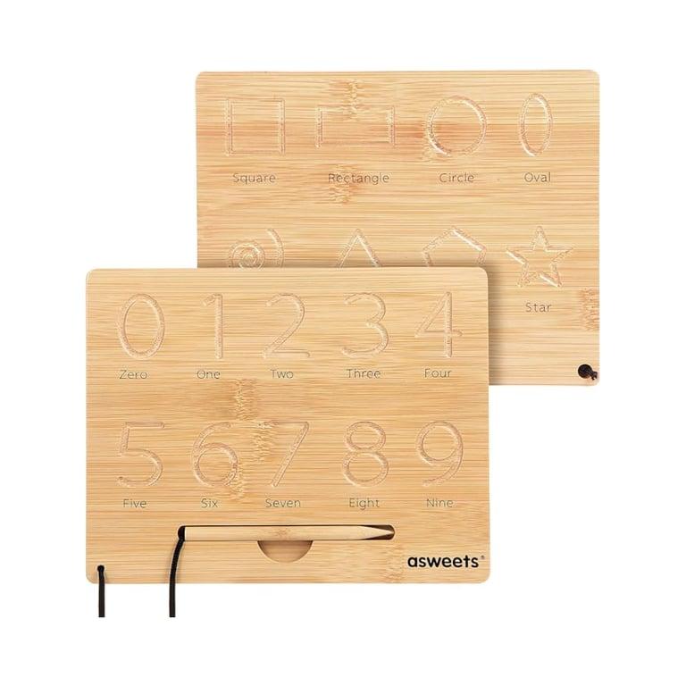 Montessori Asweets Montessori Double-Sided Wooden Number Tracing Board