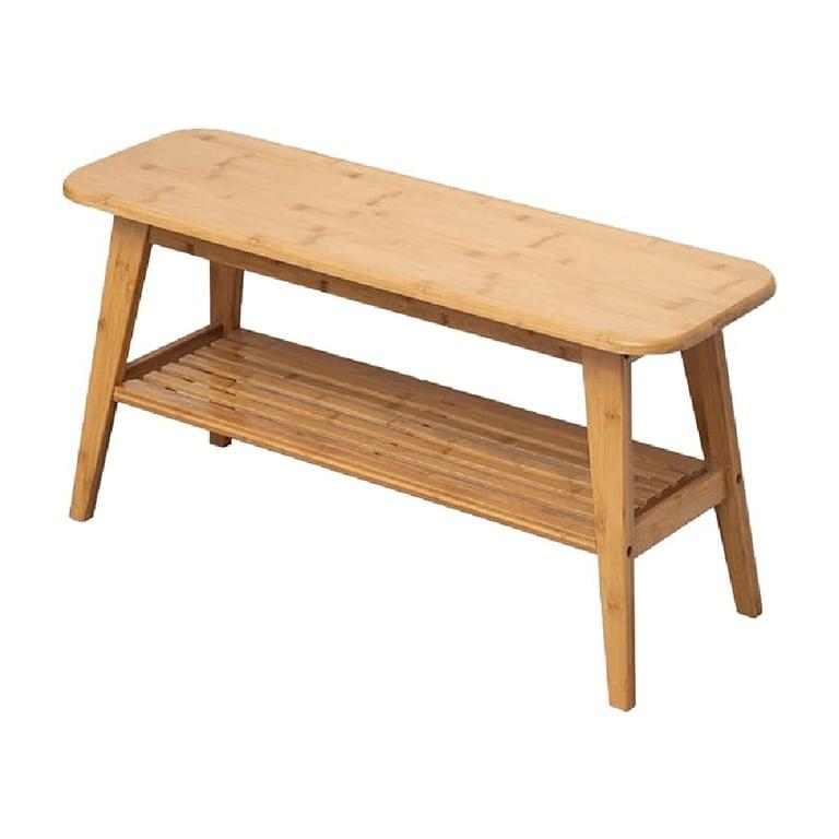 Montessori latifolia 2-Tier Storage Bamboo Shoe Bench Natural 35.43 Inches