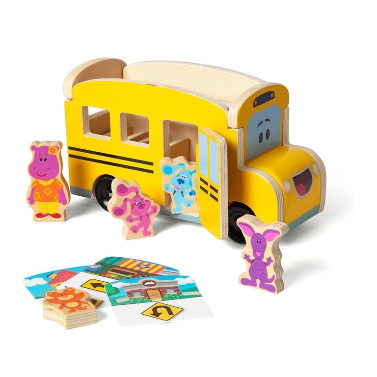 Montessori Melissa and Doug Blue's Clues and You Wooden Pull-Back School Bus 9 Pieces