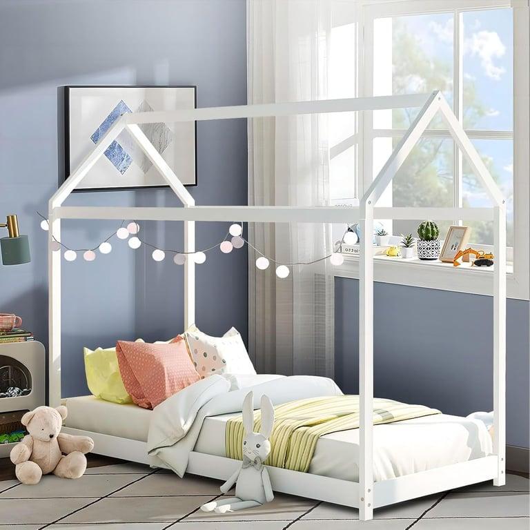 Montessori Luxdream Kids Bed Frame Single House White