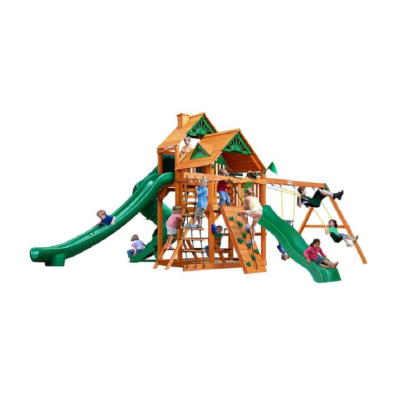 Montessori Gorilla Playsets Great Skye II Wood Swing Set Brown